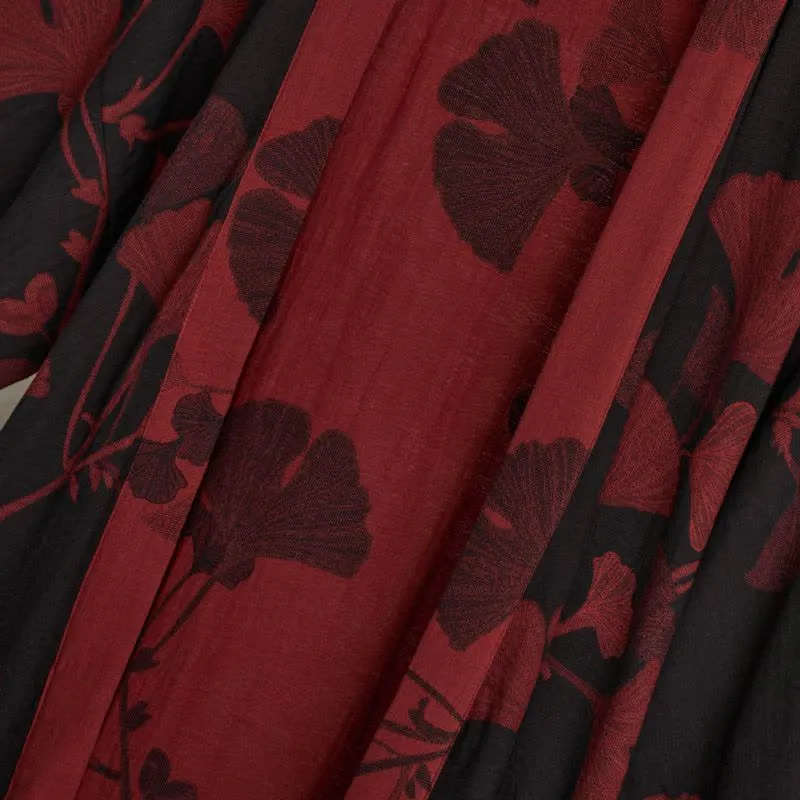 Großer Kimono-Bademantel aus Baumwolle mit Ginkgoblättern