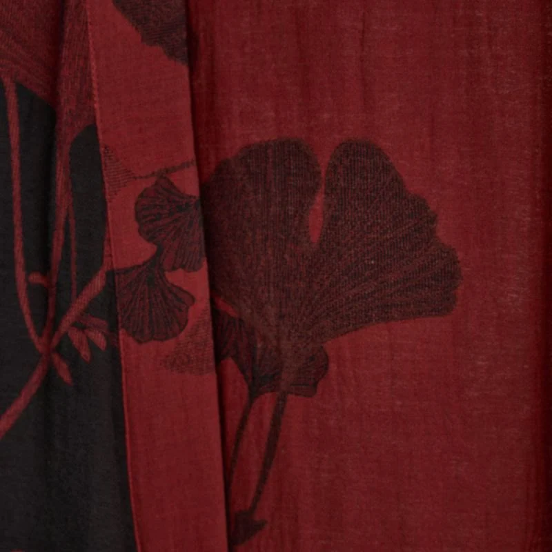 Großer Kimono-Bademantel aus Baumwolle mit Ginkgoblättern