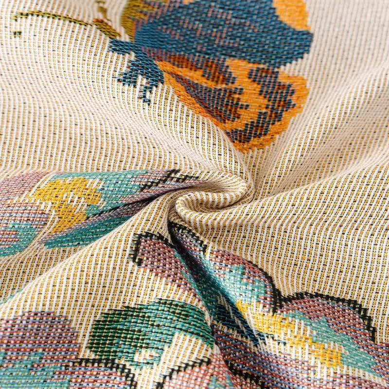 Sofaschoner aus Chenille mit grünem Blatt- und Blumenmuster