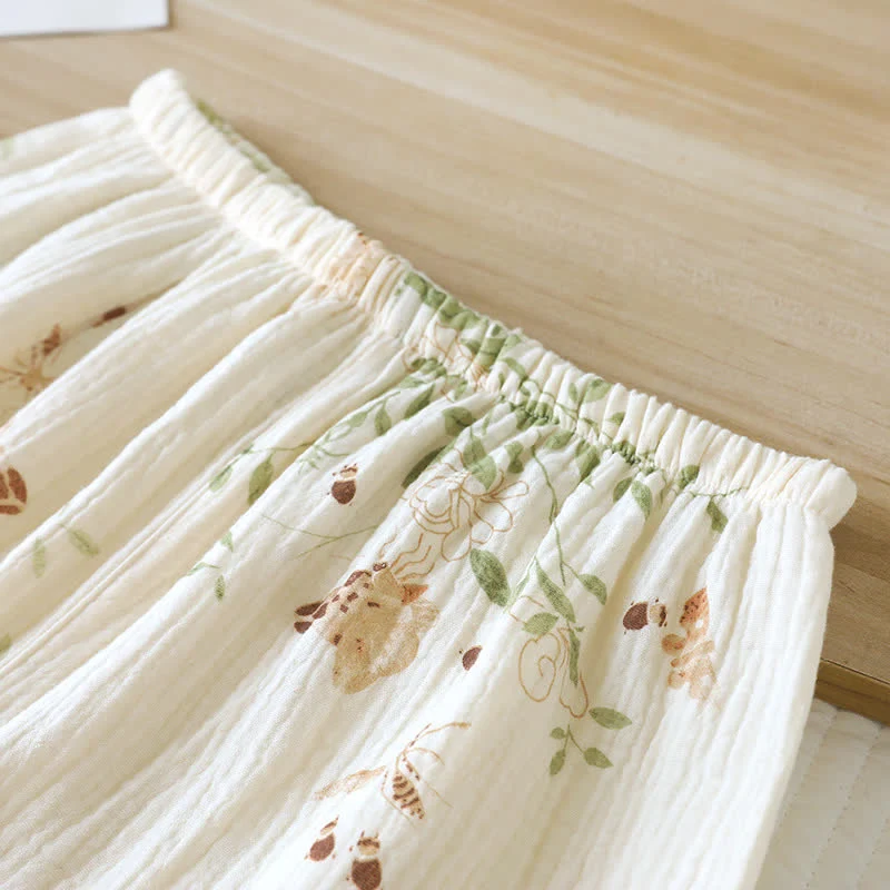 Pyjama-Set aus Baumwolle mit Schmetterlings- und Blattmuster