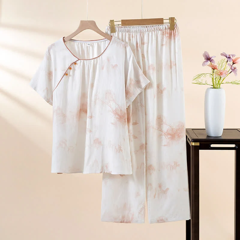 Loungewear-Set mit orientalischer Tintenwäsche und Landschaft