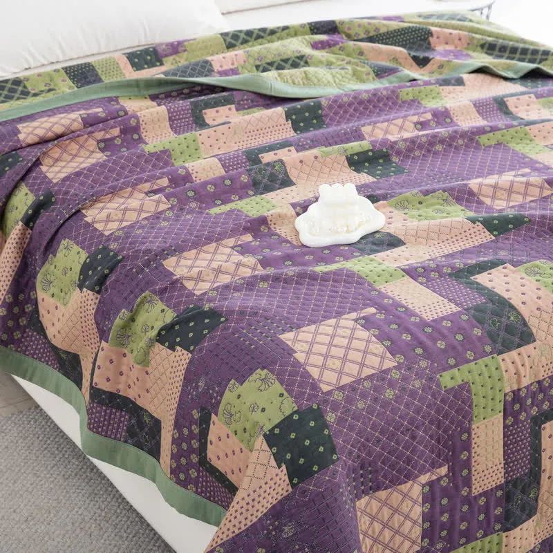Vintage Patchwork Baumwollgaze Jacquard Bettdecke