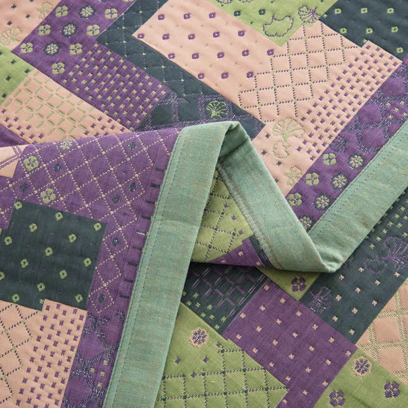 Vintage Patchwork Baumwollgaze Jacquard Bettdecke