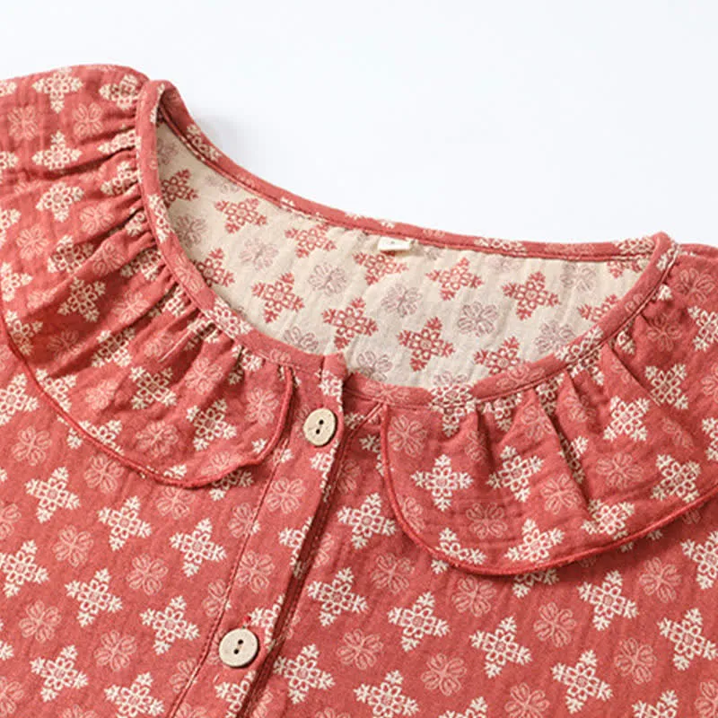 Retro-Nachthemd aus Baumwollgaze-Jacquard