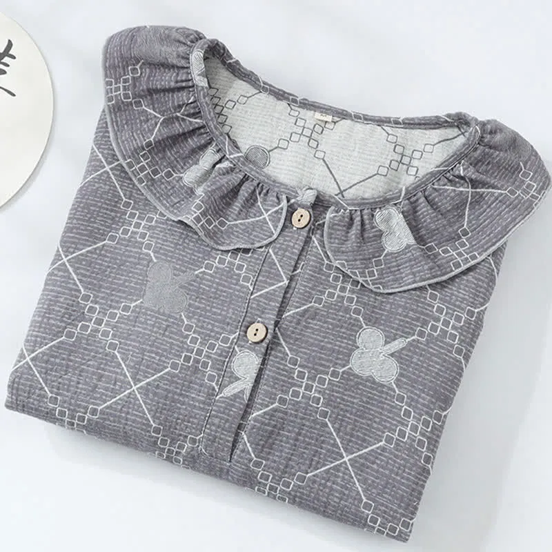 Nachthemd aus Baumwollgaze-Jacquard mit Karomuster