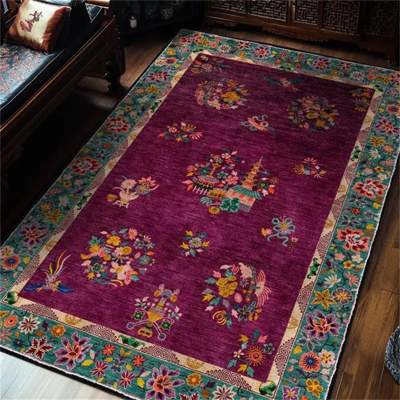 Rutschfester Teppich für drinnen und draußen mit Retro-Blumenmuster