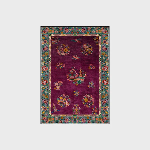 Rutschfester Teppich für drinnen und draußen mit Retro-Blumenmuster