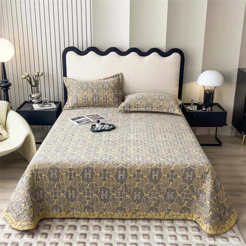 Doppellagige Steppdecke aus Baumwollgaze im Retro-Stil