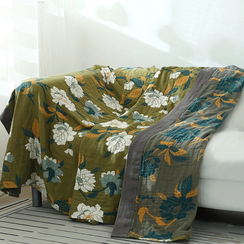 Baumwoll-Steppdecke mit Olivenblumenmuster