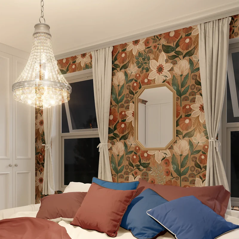 Abnehmbare DIY Boho Blumendekortapete