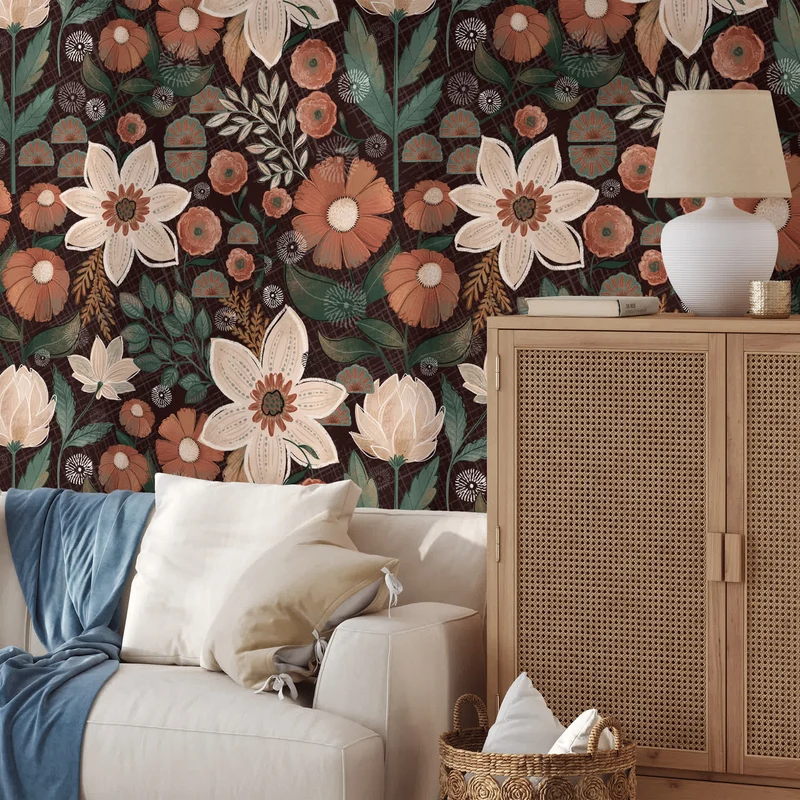 Abnehmbare DIY Boho Blumendekortapete