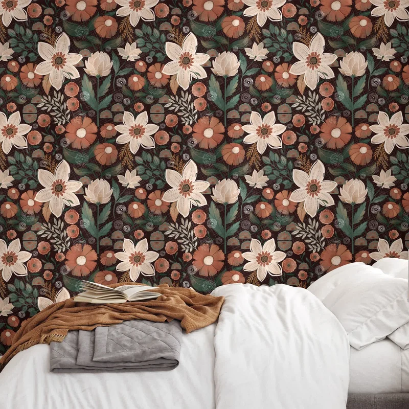 Abnehmbare DIY Boho Blumendekortapete