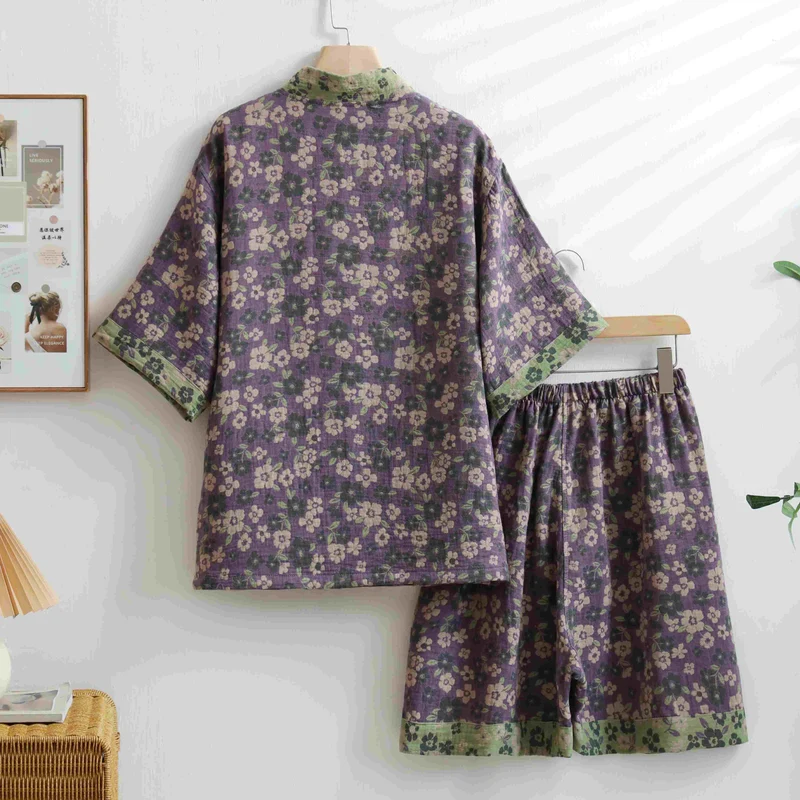 Unisex-Kimono aus Baumwolle mit Kirschblütenmotiv