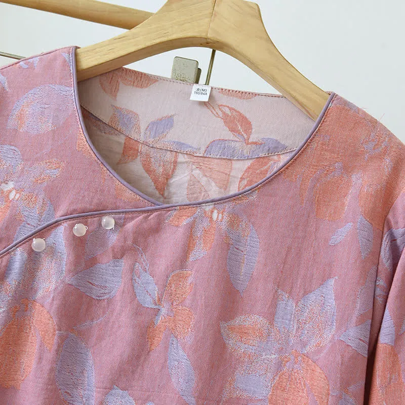 Orientalisches Nachtwäscheset aus Jacquard-Baumwolle mit Hostas-Print