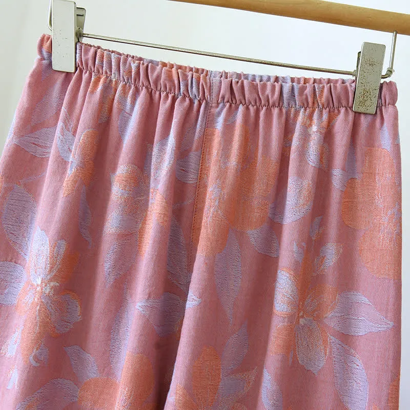 Orientalisches Nachtwäscheset aus Jacquard-Baumwolle mit Hostas-Print