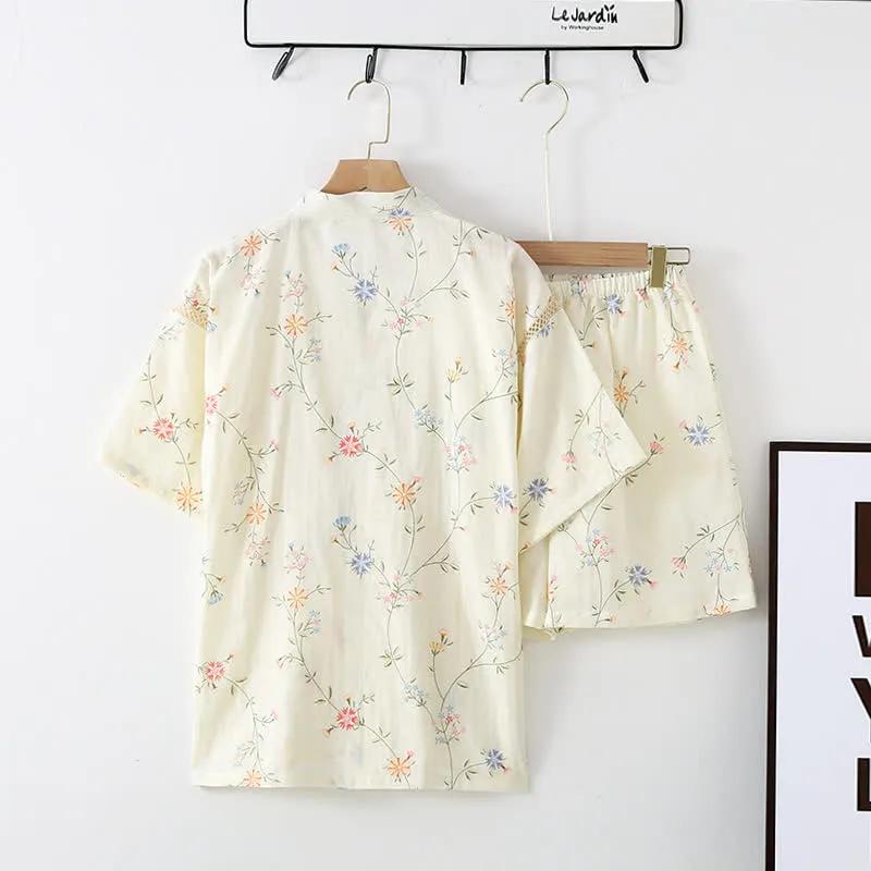 Geblümter Kimono aus Baumwollgaze