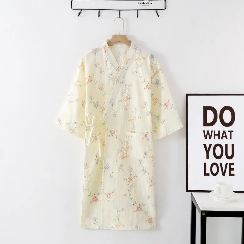 Geblümter Kimono aus Baumwollgaze