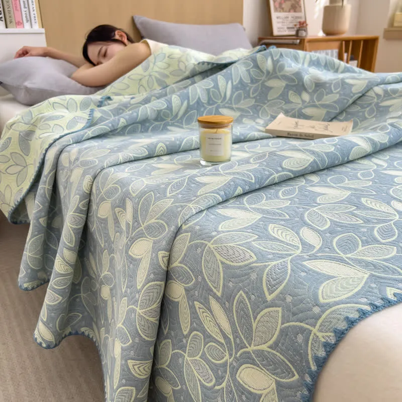 Elegante Wende-Bettdecke aus Baumwollgaze mit Blättern