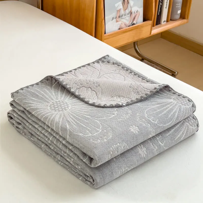 Elegante Wende-Bettdecke aus Baumwollgaze mit Blumenmuster