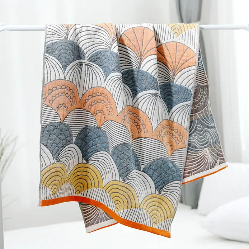Ownkoti Badetuch aus Jacquard-Baumwolle mit Muscheldruck