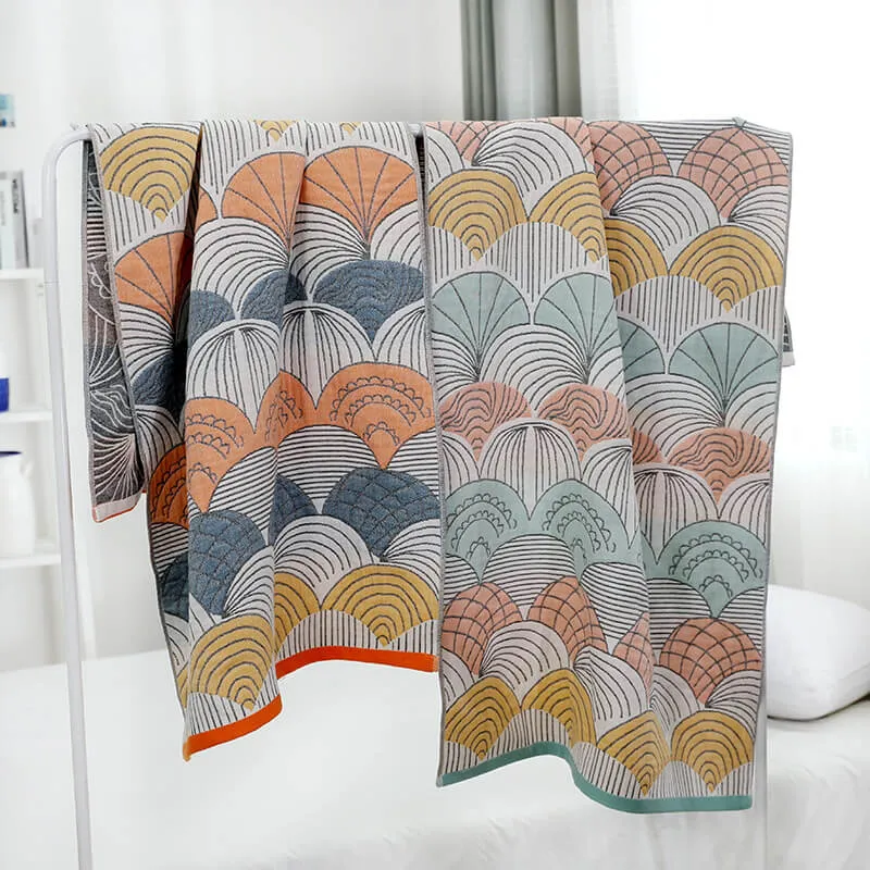 Ownkoti Badetuch aus Jacquard-Baumwolle mit Muscheldruck