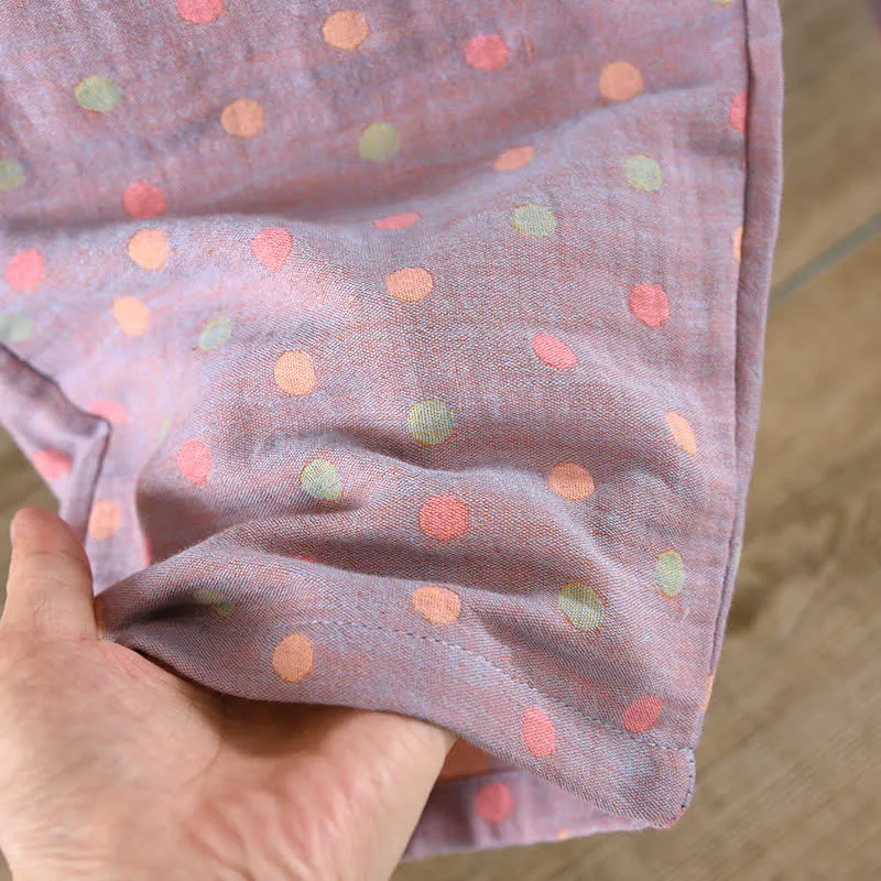 Buntes, garngefärbtes Pyjama-Set aus Baumwolle im Vintage-Stil mit Kreisen