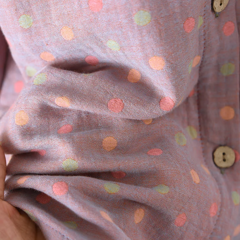 Buntes, garngefärbtes Pyjama-Set aus Baumwolle im Vintage-Stil mit Kreisen