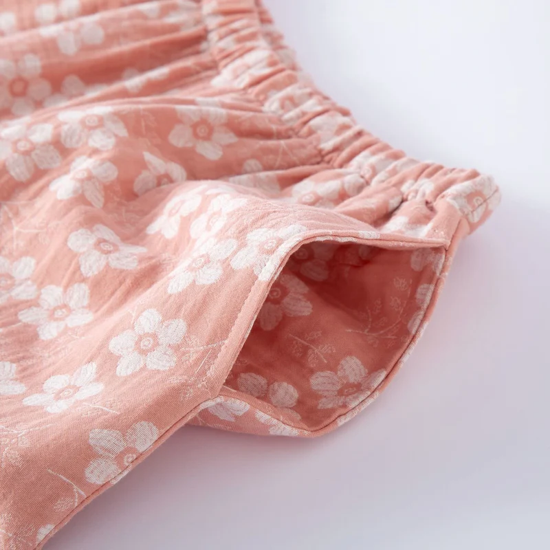 Retro-Pyjama-Set aus garngefärbtem Baumwolljacquard mit Blumenmuster