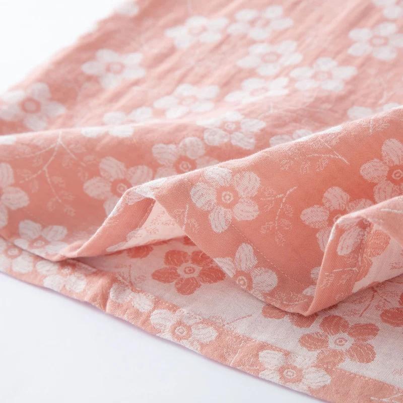 Retro-Pyjama-Set aus garngefärbtem Baumwolljacquard mit Blumenmuster