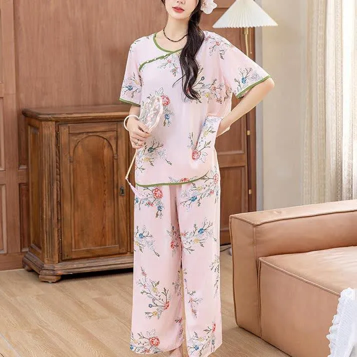 Ländliches Pfingstrosen-Sommer-Loungewear-Set