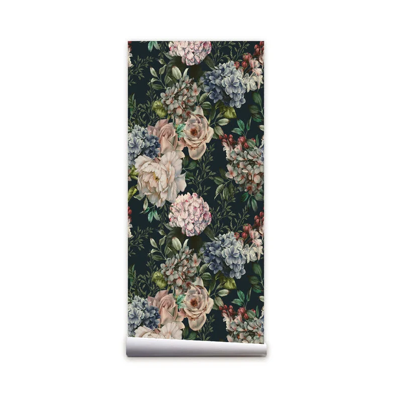 Abnehmbare dekorative Retro-Blumentapete zum Selbermachen