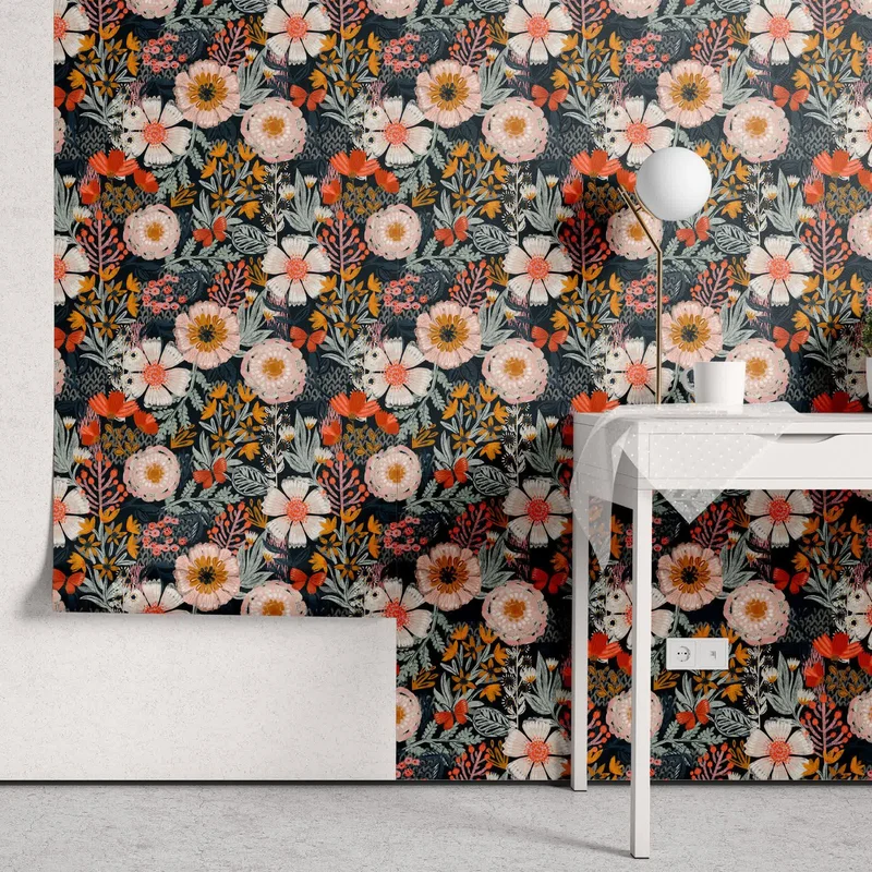 Elegante florale DIY-Tapete zum Abziehen und Aufkleben