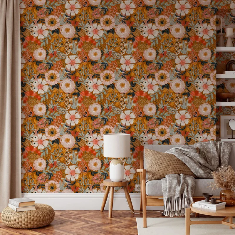 Elegante florale DIY-Tapete zum Abziehen und Aufkleben