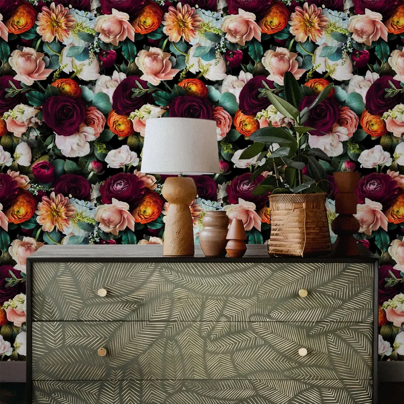 Abnehmbare DIY-Dekortapete mit blühenden Blumen