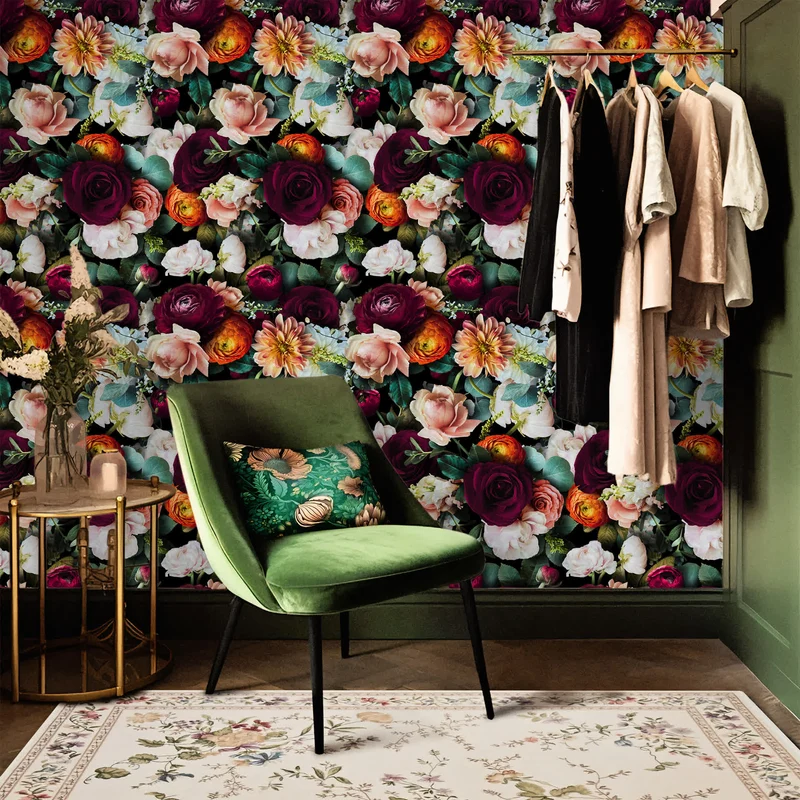 Abnehmbare DIY-Dekortapete mit blühenden Blumen