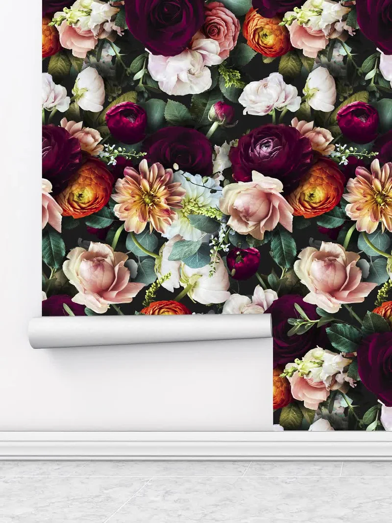 Abnehmbare DIY-Dekortapete mit blühenden Blumen