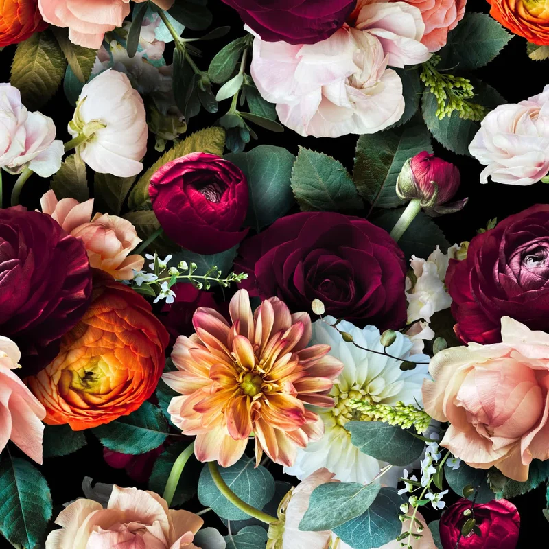 Abnehmbare DIY-Dekortapete mit blühenden Blumen