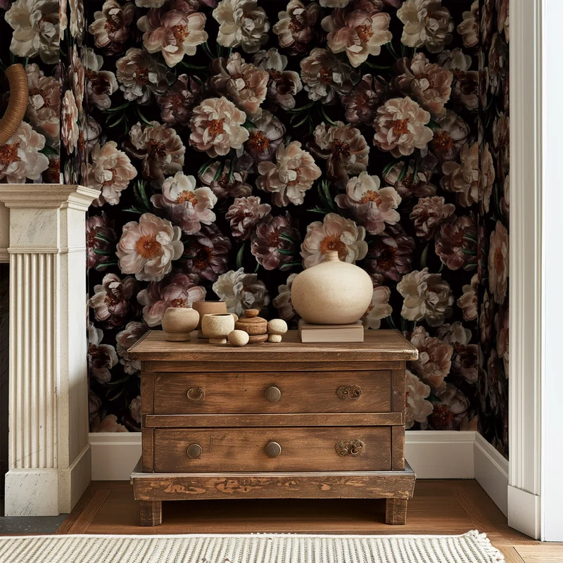 Abnehmbare DIY-Dekortapete mit blühenden Blumen