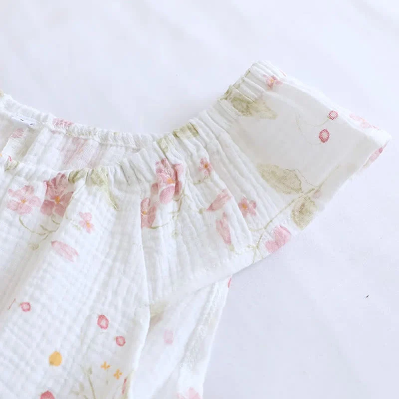 Loungewear-Set mit Kirschblüten-Print und Flatterärmeln