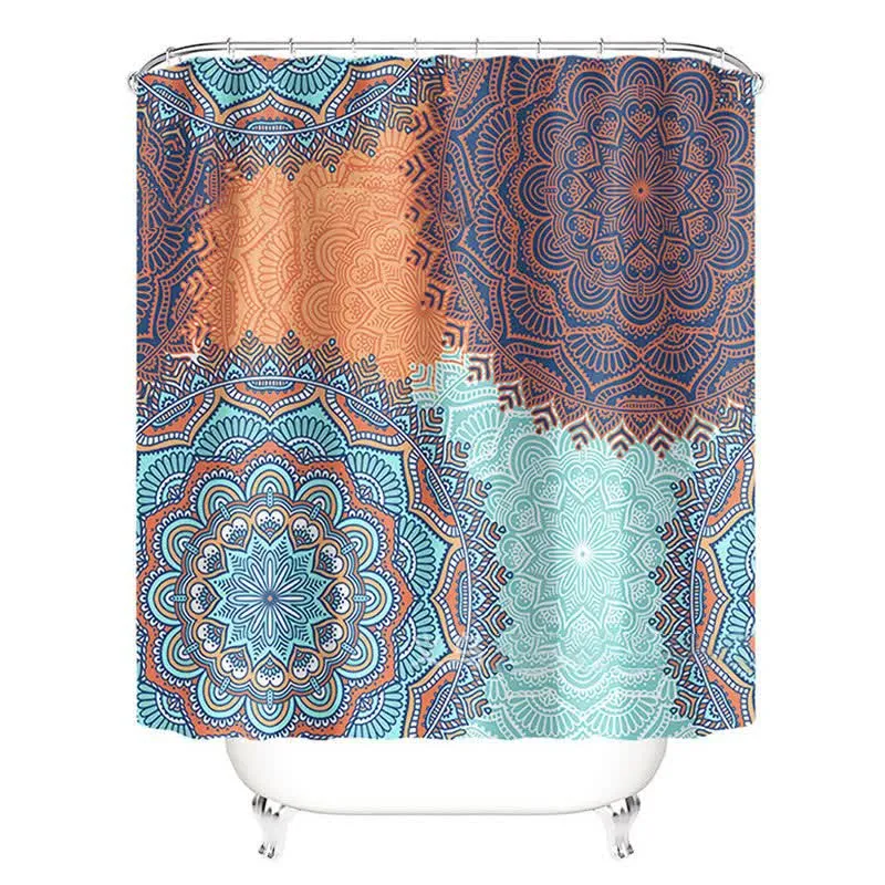 Wasserdichtes Duschvorhangmatten-Set mit Bohemian-Print