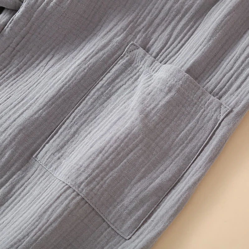 Unisex-Kimono-Pyjama-Set aus einfarbiger Baumwollgaze