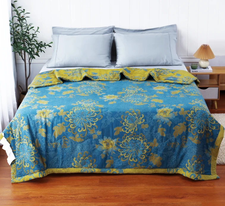 Sommersteppdecke aus reiner Baumwolle mit Doppelgarn im Retro-Jacquard-Stil