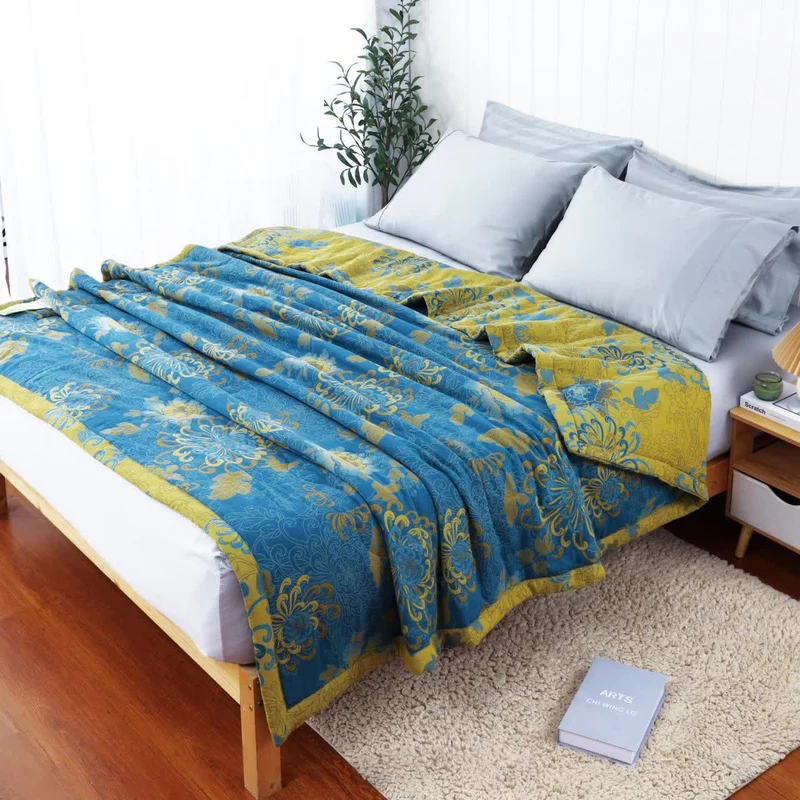 Sommersteppdecke aus reiner Baumwolle mit Doppelgarn im Retro-Jacquard-Stil