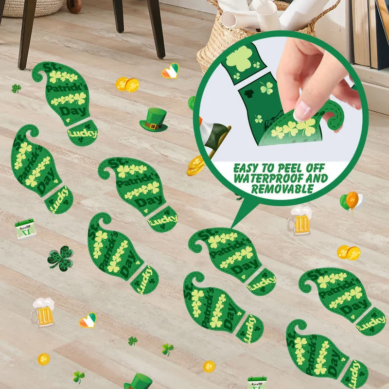 St. Patrick's Day Kleeblatt-Fußabdrücke Sticker
