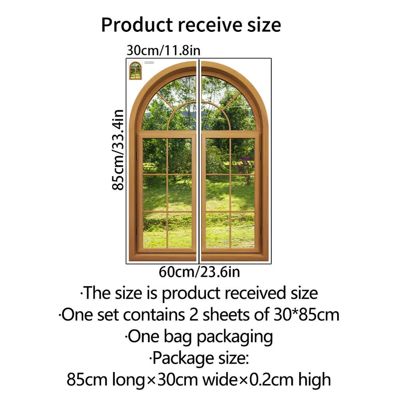 Selbstklebende Wandaufkleber mit 3D-Fensterlandschaft