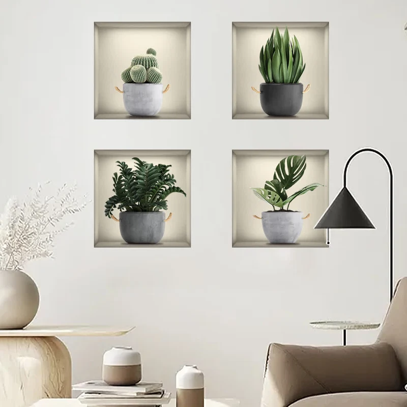 Selbstklebende 3D-Wandaufkleber mit botanischen Pflanzen