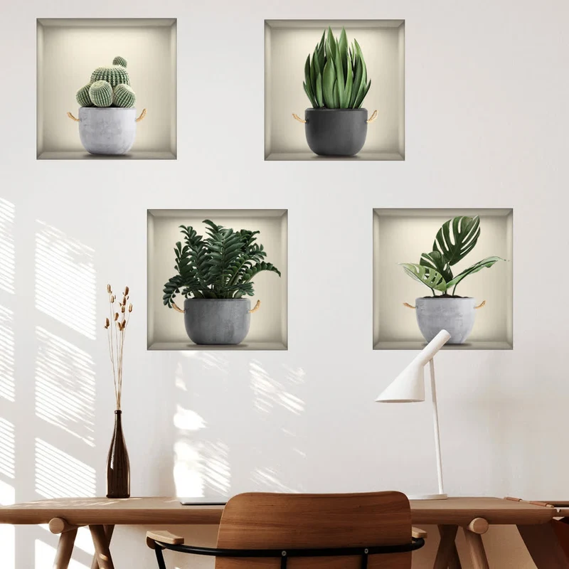 Selbstklebende 3D-Wandaufkleber mit botanischen Pflanzen
