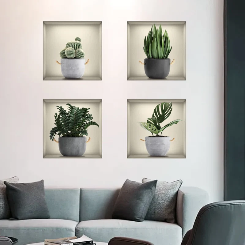 Selbstklebende 3D-Wandaufkleber mit botanischen Pflanzen