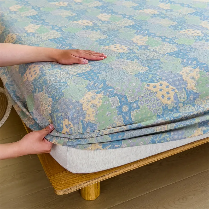 Elegantes Spannbettlaken aus Baumwollgaze im Jacquard-Stil