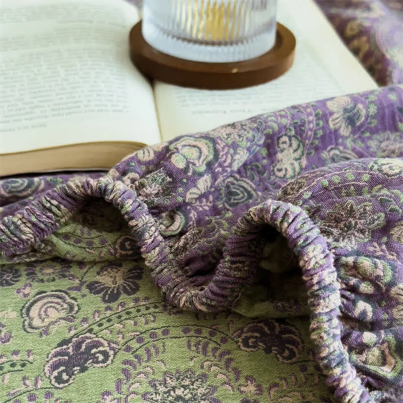 Vintage-Spannbettlaken aus reinem Baumwoll-Jacquard